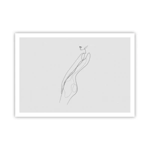 Plakat - Minimalistyczna linia ukazująca sylwetkę na jasnym tle - 100x70cm - Zaledwie obietnica - Nowoczesna dekoracja ścienna do salonu i sypialni ARTTOR