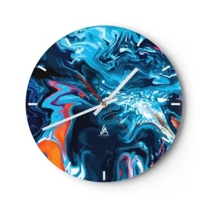 Zegar ścienny - Dynamiczny abstrakcyjny motyw w odcieniach błękitu - 30x30cm - Podróż do wnętrza nieba - Nowoczesna dekoracja ścienna do salonu, kuchni i sypialni ARTTOR