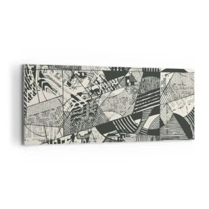 Obraz na płótnie - Geometryczne abstrakcyjne wzory w odcieniach zieleni na jasnym tle - 120x50cm - Dynamika współczesności - Nowoczesna dekoracja ścienna do salonu i sypialni ARTTOR