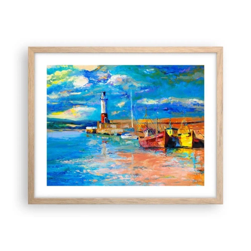 Plakat w ramie jasny dąb - Popołudnie w tęczowej zatoce - 50x40 cm