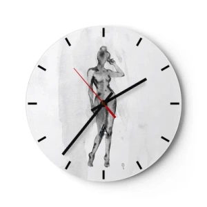 Zegar ścienny - Sylwetka kobiety w stylu akwareli na białym tle - 30x30cm - Studium ideału kobiecości - Nowoczesna dekoracja ścienna do salonu, kuchni i sypialni ARTTOR