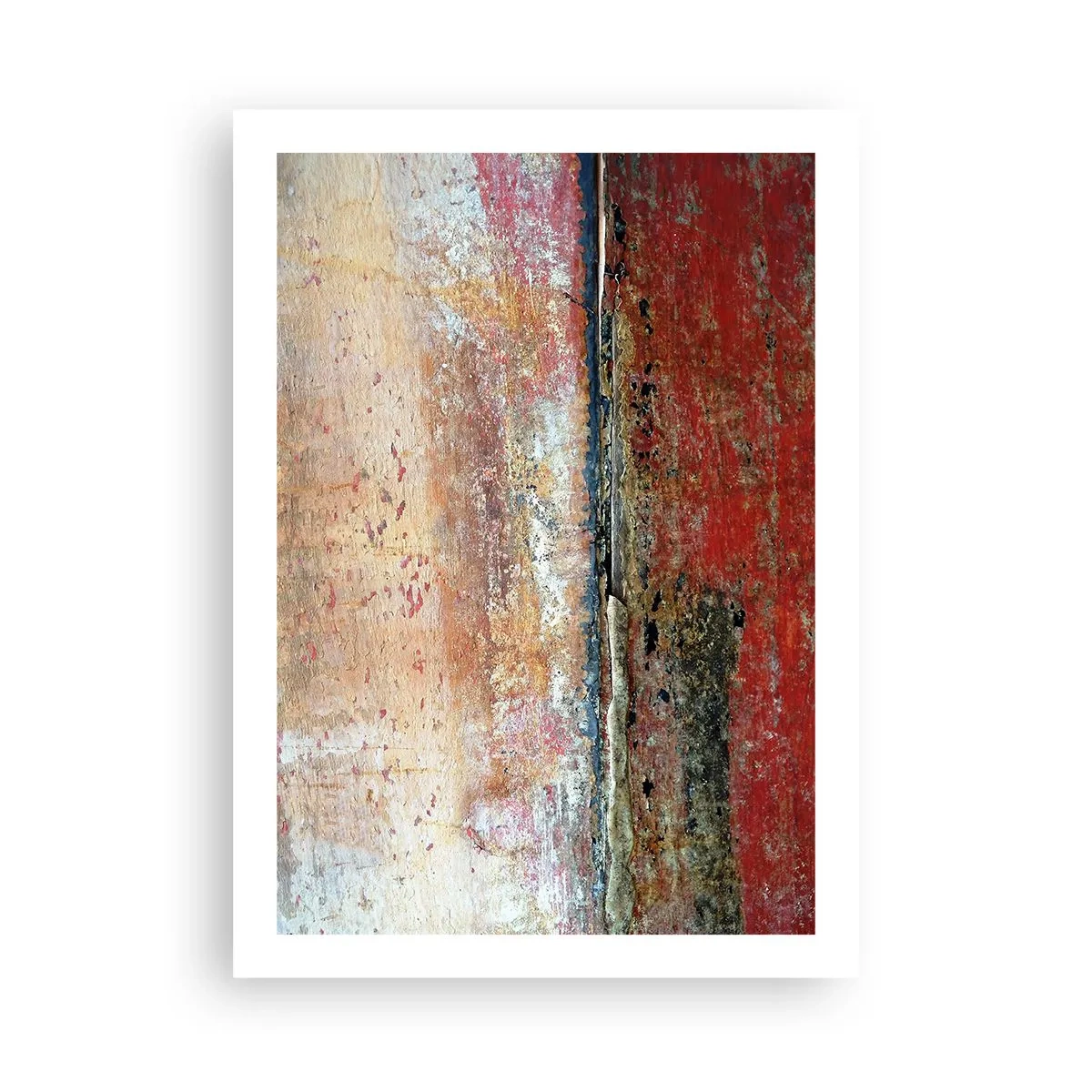 Plakat - Abstrakcyjna faktura z przetarciami w czerwieni i beżu - 50x70cm - Może to morze - Nowoczesna dekoracja ścienna do salonu, kuchni i sypialni ARTTOR