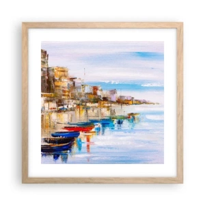 Plakat w ramie jasny dąb - Wielobarwna miejska przystań - 40x40 cm