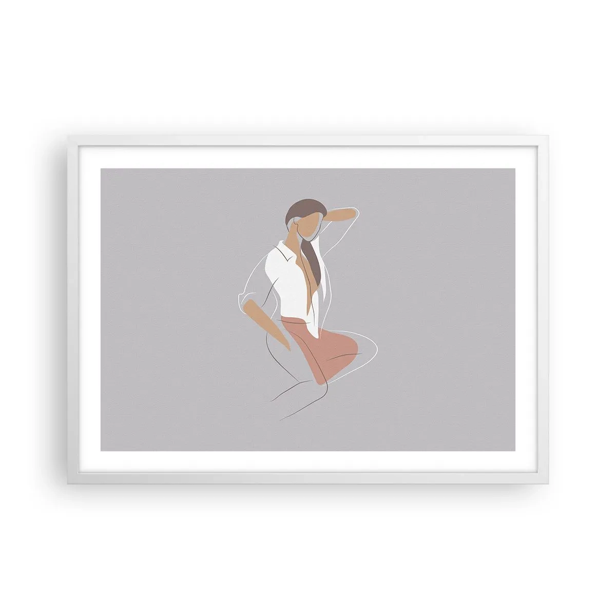 Plakat w białej ramie - Zarys wdzięku - 70x50 cm