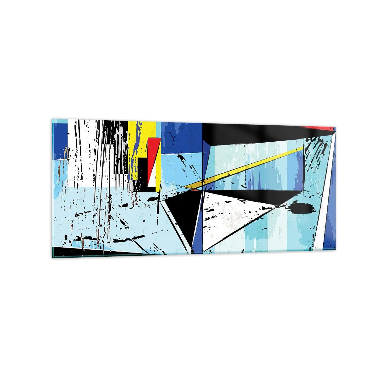 Obraz na szkle - Abstrakcyjna geometryczna kompozycja w żywych kolorach - 120x50cm - Patrzeć na świat pod kątem... - Nowoczesna dekoracja ścienna do salonu i sypialni ARTTOR