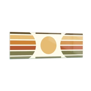 Obraz na szkle - Geometryczna kompozycja z półokręgami i paskami w odcieniach ziemi - 160x50cm - W kolorach ziemi - Nowoczesna dekoracja ścienna do salonu i sypialni ARTTOR