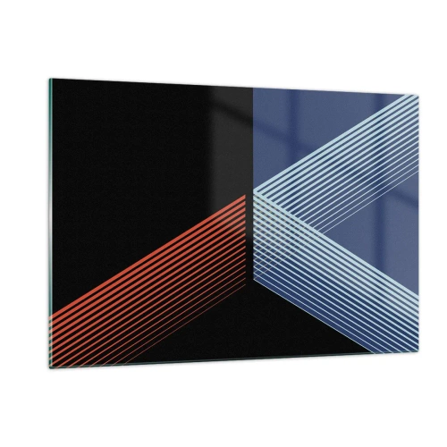 Obraz na szkle - Nowoczesna geometryczna kompozycja z liniami i kontrastem barw - 120x80cm - Prosta historia - Nowoczesna dekoracja ścienna do salonu, kuchni i sypialni ARTTOR