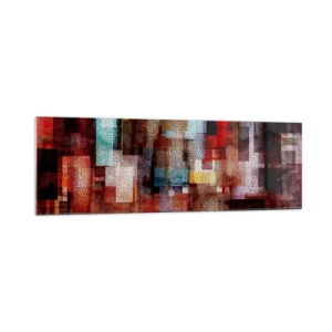 Obraz na szkle - Geometryczna abstrakcja w intensywnych odcieniach czerwieni - 160x50cm - Pomieszanie z poplątaniem - Nowoczesna dekoracja ścienna do salonu i sypialni ARTTOR
