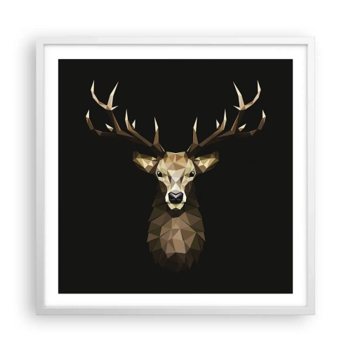 Plakat w białej ramie - Kubistyczny jeleń - 60x60 cm