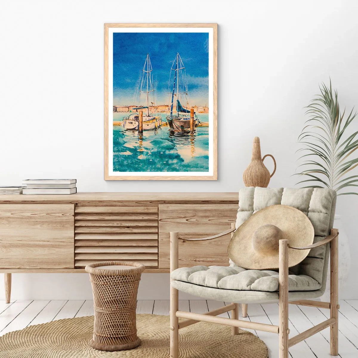 Plakat w ramie jasny dąb - Słoneczna laguna - 30x40 cm