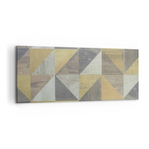 Obraz na płótnie - Geometryczna kompozycja trójkątów w odcieniach ziemi - 120x50cm - Pod kątem trójkąta - Nowoczesna dekoracja ścienna do salonu i sypialni ARTTOR