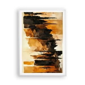 Plakat w białej ramie - Harmonia czerni i złota - 70x100 cm