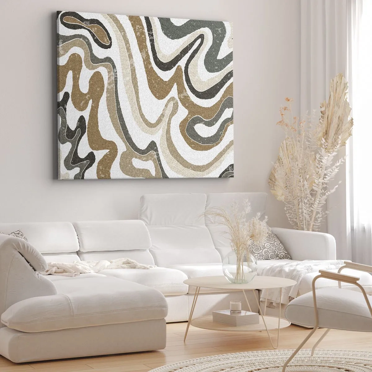 Obraz na płótnie - Ziemiste wzory w odcieniach brązu i zieleni - 70x50cm - Meandry barw ziemi - Nowoczesna dekoracja ścienna do salonu i sypialni ARTTOR