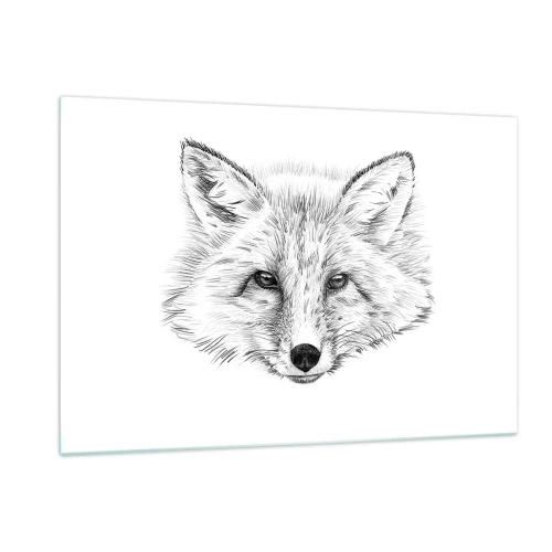 Obraz na szkle - Rysunek głowy lisa na białym tle - 120x80cm - Czy te oczy mogą kłamać? - Nowoczesna dekoracja ścienna do salonu, kuchni i sypialni ARTTOR