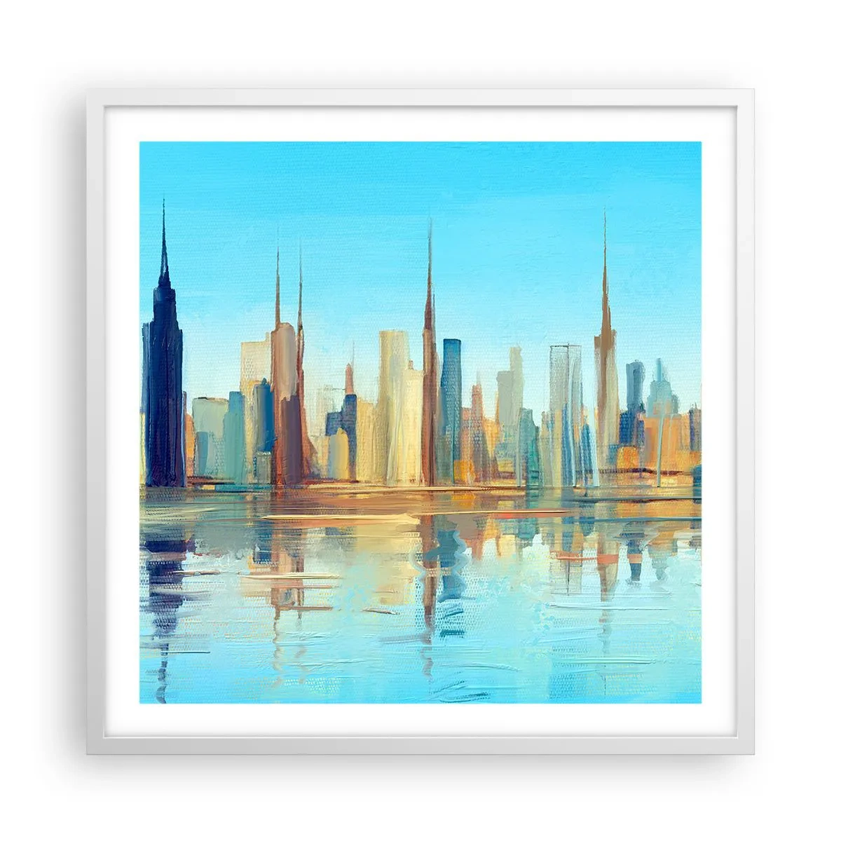 Plakat w białej ramie - Słoneczna metropolia - 60x60 cm