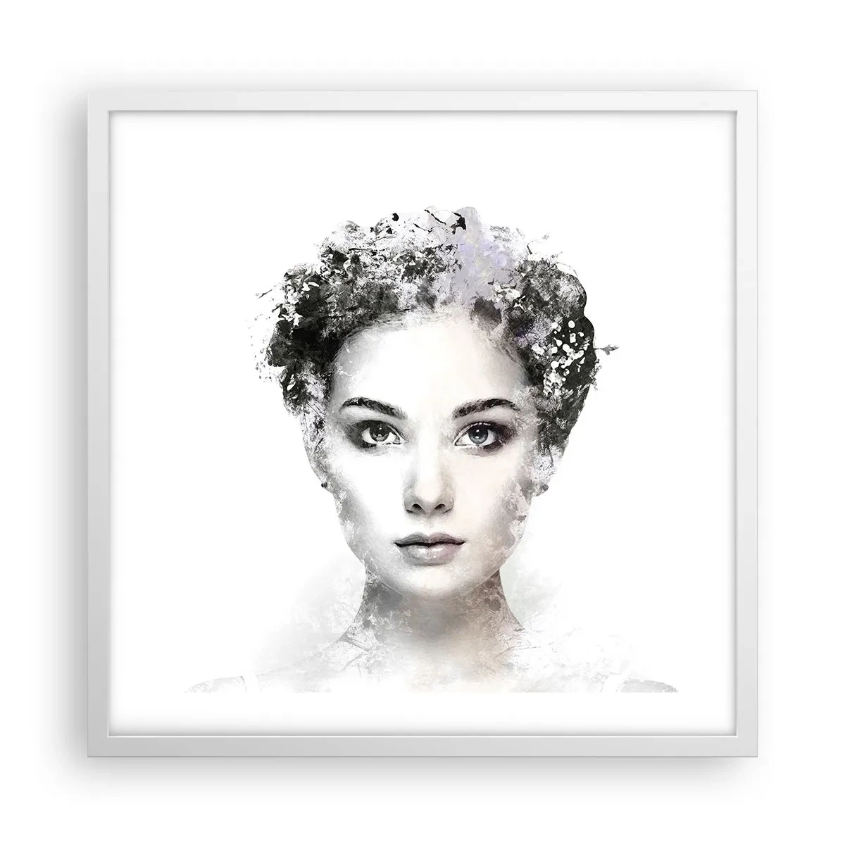Plakat w białej ramie - Portret niezwykle stylowy - 50x50 cm
