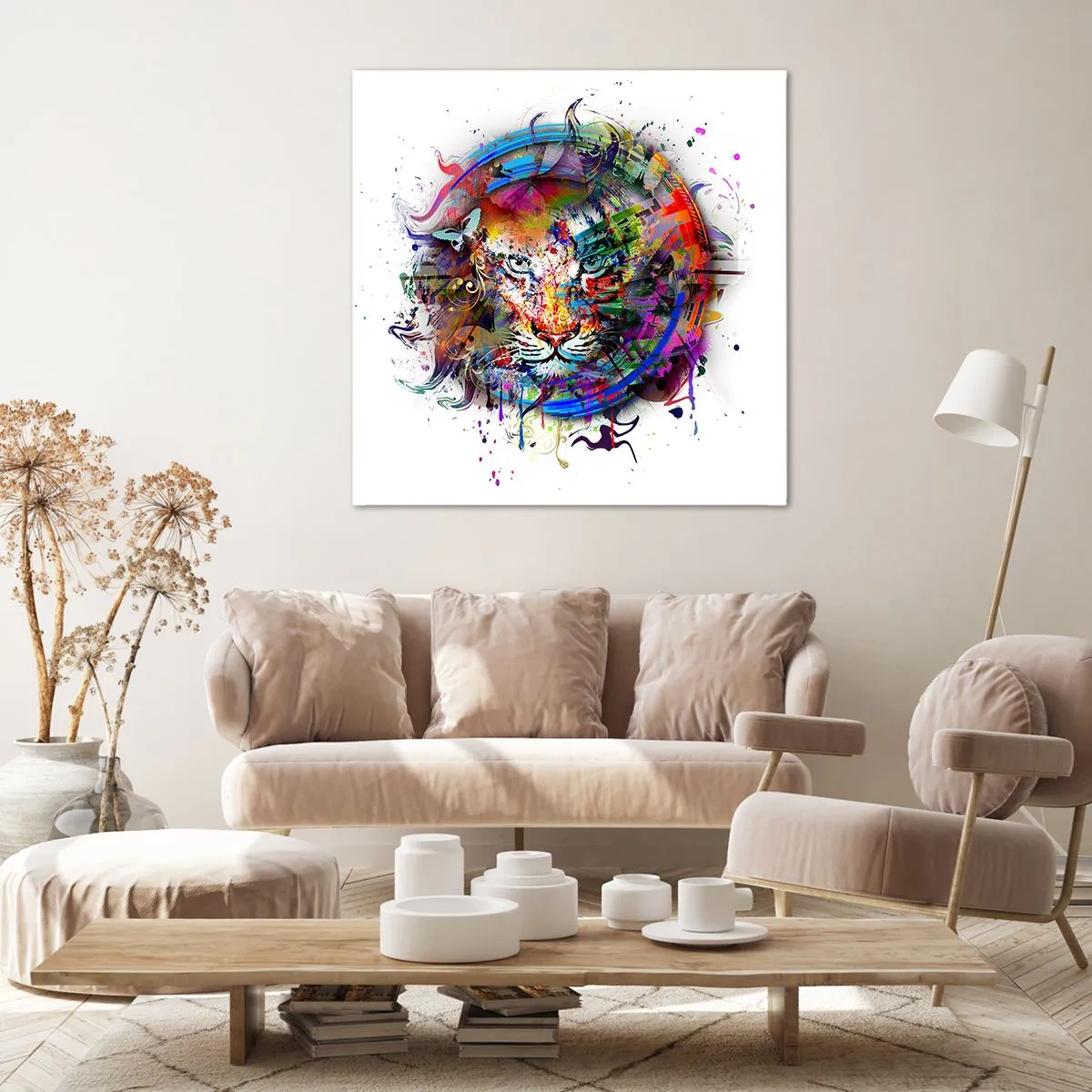 Obraz na płótnie - Czai się za tęczową zasłoną - 70x70 cm
