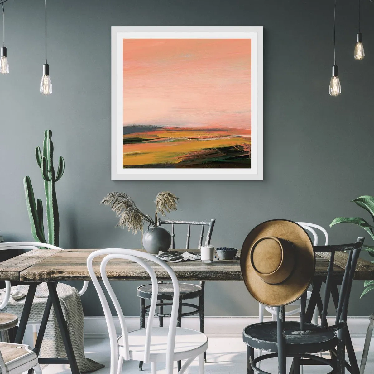 Plakat w białej ramie - W różowej tonacji - 60x60 cm