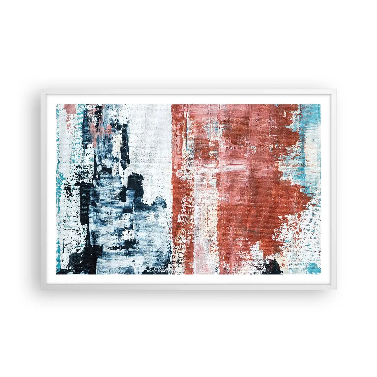 Plakat w białej ramie - Abstrakcyjne pół na pół - 91x61 cm