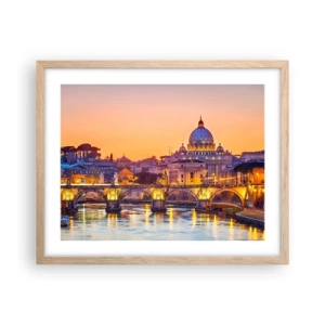 Plakat w ramie jasny dąb - Zmierzch nad Wiecznym Miastem - 50x40 cm