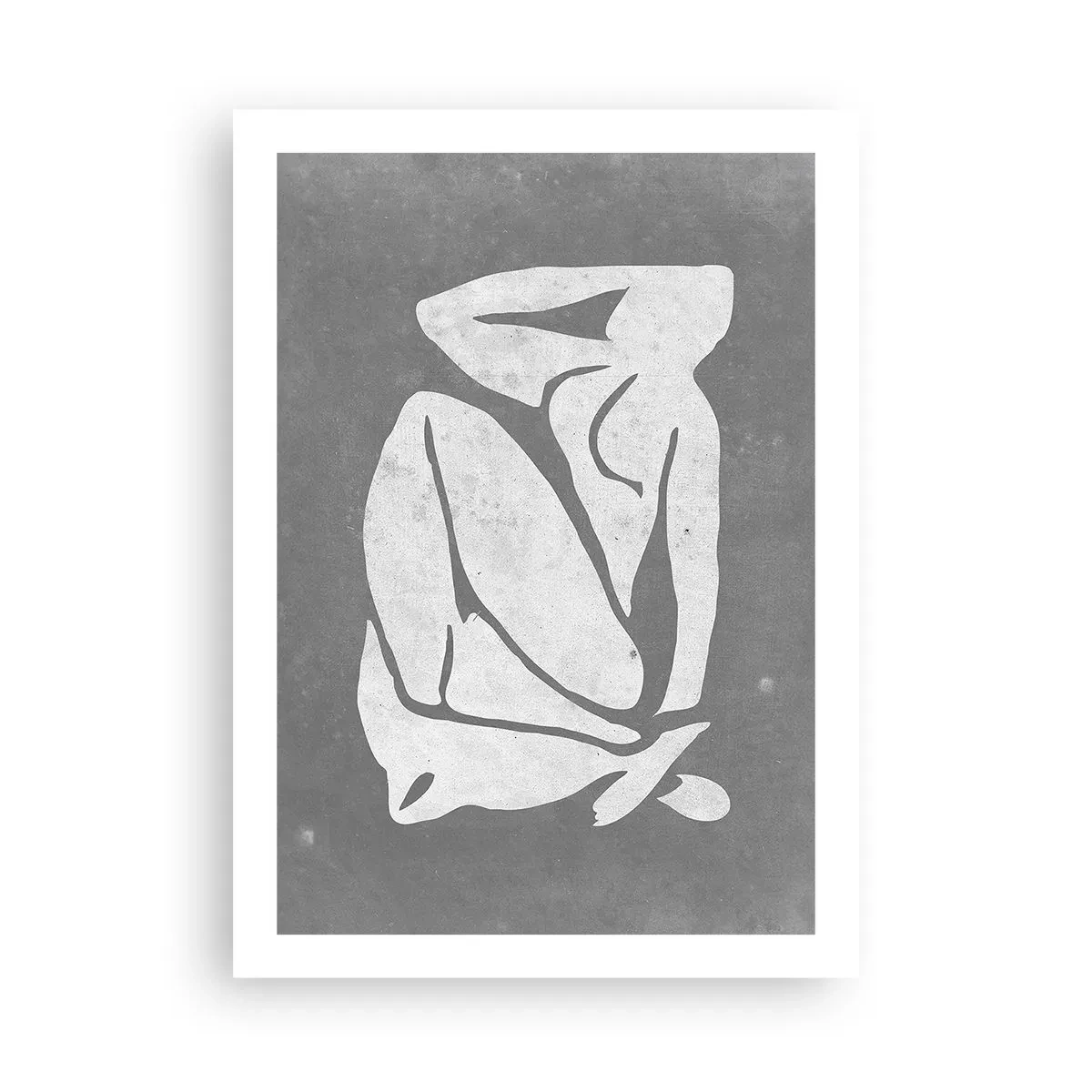 Plakat - Minimalistyczna sylwetka kobiety w odcieniach szarości - 50x70cm - W zamyśleniu - Nowoczesna dekoracja ścienna do salonu, kuchni i sypialni ARTTOR