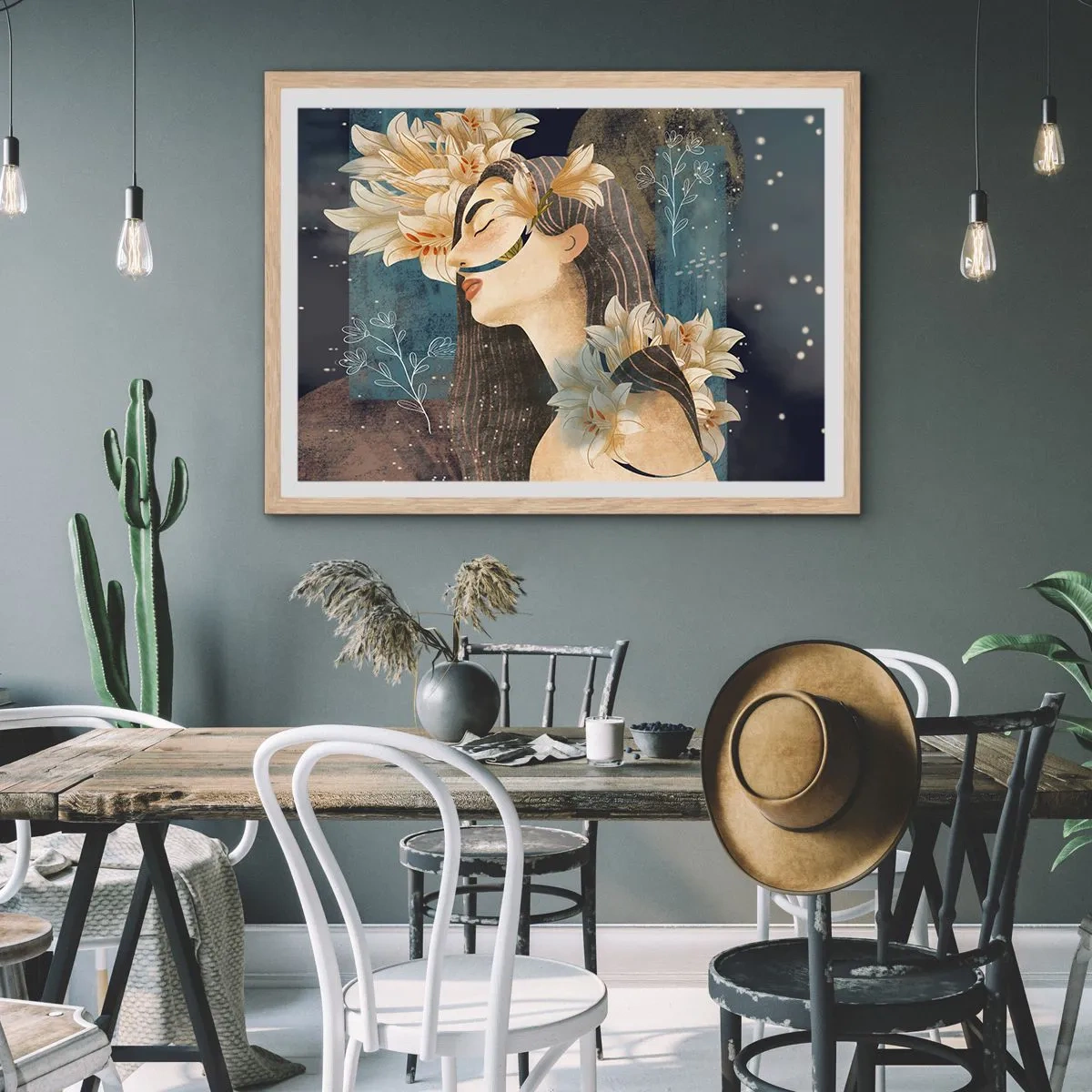 Plakat w ramie jasny dąb - Baśń o królewnie z liliami - 70x50 cm