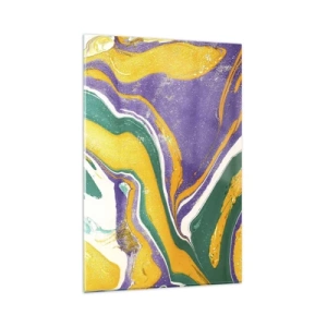 Obraz na szkle - Abstrakcyjny wzór marmurkowy w żywych barwach - 80x120cm - Fale barw - Nowoczesna dekoracja ścienna do salonu i sypialni ARTTOR