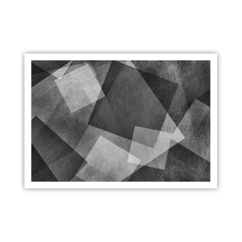 Plakat - Czarno-biała abstrakcja z geometrycznymi kształtami - 100x70cm - Odwieczny symbol trwałości i porządku - Nowoczesna dekoracja ścienna do salonu i sypialni ARTTOR