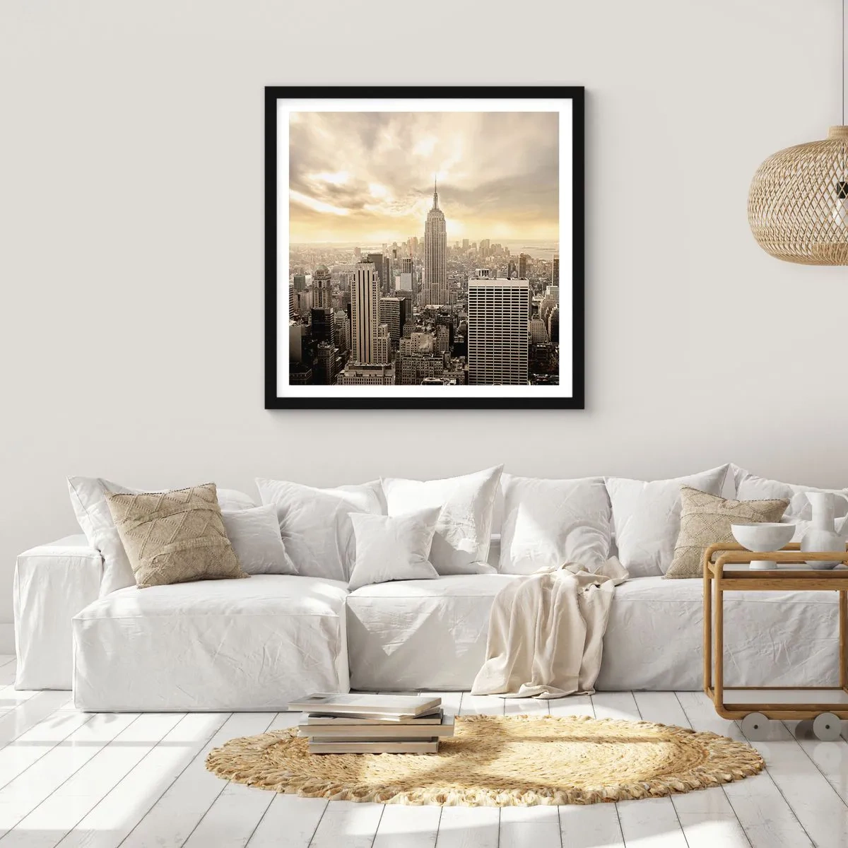Plakat w czarnej ramie - Nowy Jork utkany z szarości - 30x30 cm