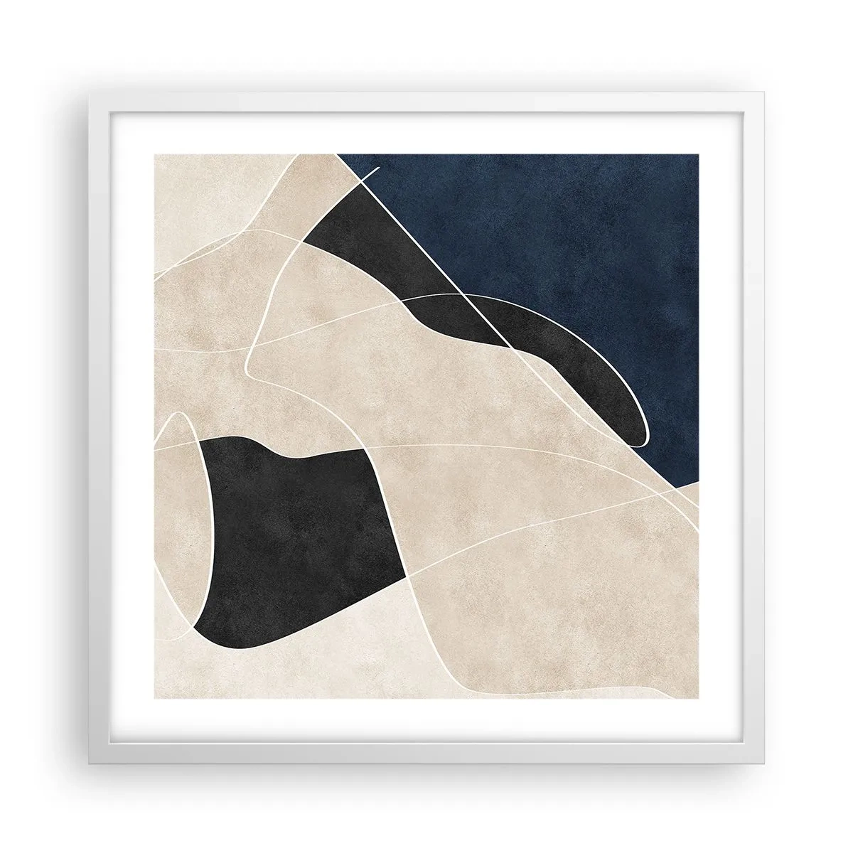 Plakat w białej ramie - Kompozycja abstrakcyjna – kontrast barw - 50x50 cm