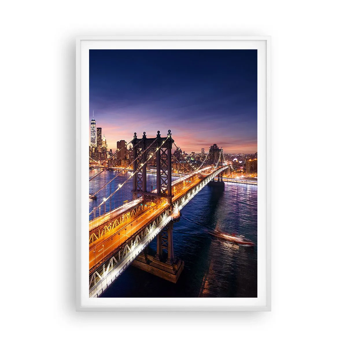 Plakat w białej ramie - Świetlistym mostem do serca miasta - 70x100 cm