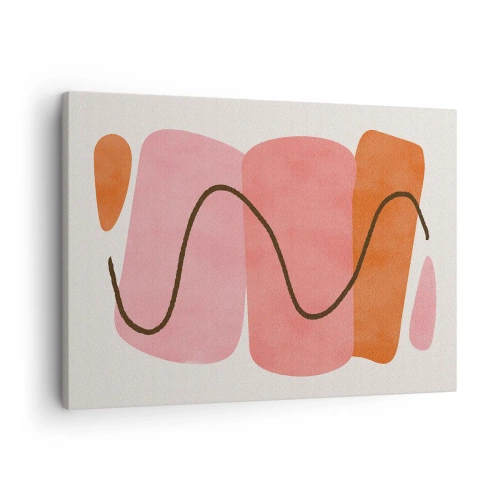 Obraz na płótnie - Abstrakcyjne kształty w różowych i pomarańczowych odcieniach - 70x50cm - łagodny ruch form - Nowoczesna dekoracja ścienna do salonu i sypialni ARTTOR