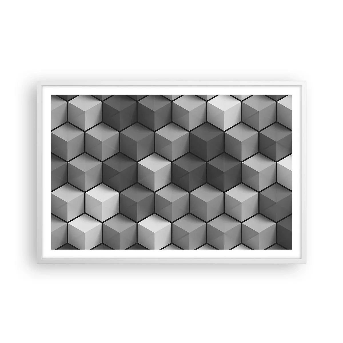 Plakat w białej ramie - Kubistyczna układanka - 91x61 cm