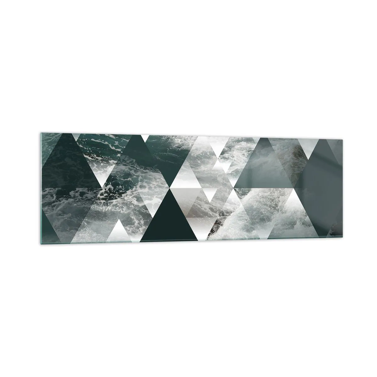Obraz na szkle - Geometryczny wzór z motywem fal w odcieniach zieleni - 160x50cm - Kryształowa perspektywa - Nowoczesna dekoracja ścienna do salonu i sypialni ARTTOR