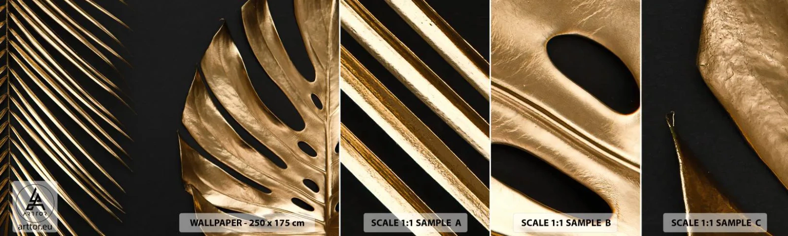 Fototapeta Próbka Standard Eco - Różne, a równie drogie - Liść Palmy, Liść Monstery, Abstrakcja - 100x30 cm