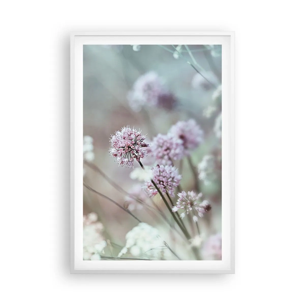 Plakat w białej ramie - Słodkie filigrany ziół - 61x91 cm