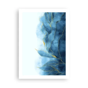 Plakat - Abstrakcyjna kompozycja w odcieniach błękitu ze złotymi liniami - 50x70cm - Błękit w złocie - Nowoczesna dekoracja ścienna do salonu, kuchni i sypialni ARTTOR
