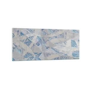 Obraz na szkle - Geometryczne wzory w odcieniach błękitu i szarości - 120x50cm - W szaroniebieskim labiryncie - Nowoczesna dekoracja ścienna do salonu i sypialni ARTTOR