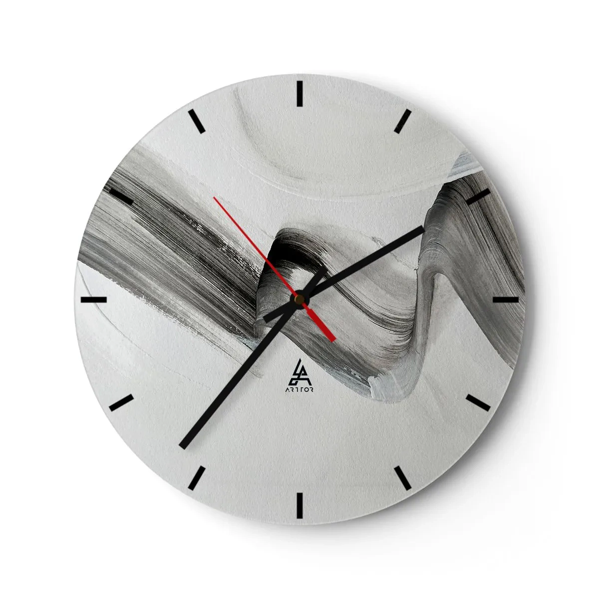 Zegar ścienny - Szary abstrakcyjny pociąg pędzla na jasnym tle - 30x30cm - Od niechcenia dla zabawy - Nowoczesna dekoracja ścienna do salonu, kuchni i sypialni ARTTOR