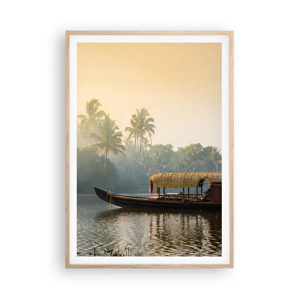 Plakat w ramie jasny dąb - Dom na rzece - 70x100 cm