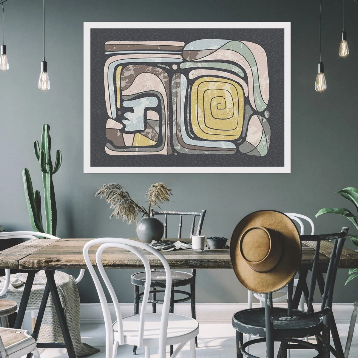 Plakat - Abstrakcja w duchu prekolumbijskim - 50x40 cm