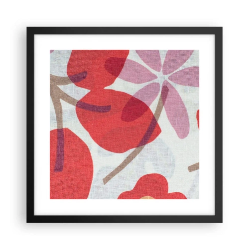 Plakat w czarnej ramie - Kompozycja kwiatowa w różu - 40x40 cm