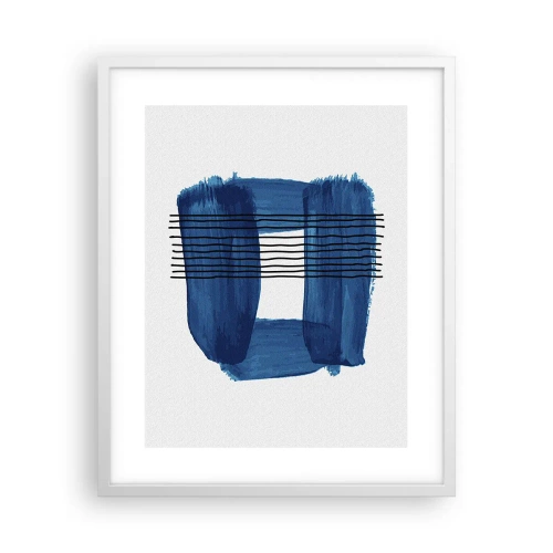 Plakat w białej ramie - Niebiesko-czarna kompozycja - 40x50 cm