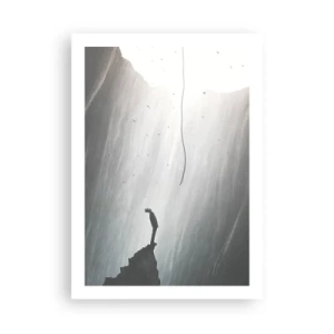 Plakat - Postać na krawędzi urwiska w świetle przepaści - 50x70cm - Zawsze jest jakieś wyjście - Nowoczesna dekoracja ścienna do salonu, kuchni i sypialni ARTTOR