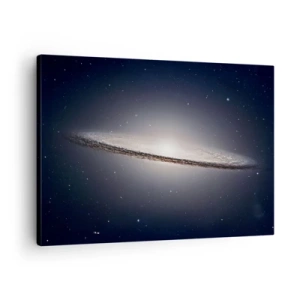 Obraz na płótnie - Spiralna galaktyka na tle gwiaździstego kosmosu - 70x50cm - Dawno temu w odległej galaktyce… - Nowoczesna dekoracja ścienna do salonu i sypialni ARTTOR