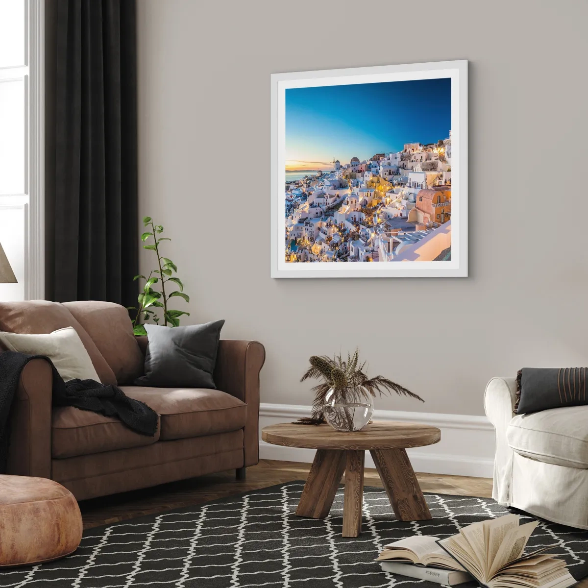 Plakat w białej ramie - Esencja greckości - 40x40 cm