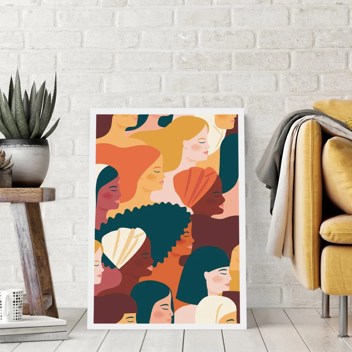 Plakat - Kolorowa grafika przedstawiająca kobiece profile - 50x70cm - Tylko kobiecość - Nowoczesna dekoracja ścienna do salonu, kuchni i sypialni ARTTOR