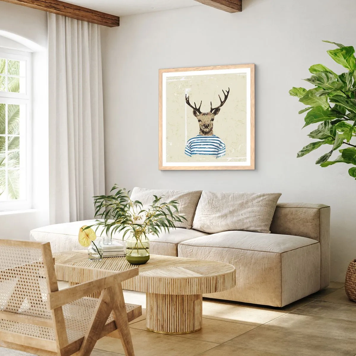 Plakat w ramie jasny dąb - Bo lubię koszulki w paski! - 40x40 cm