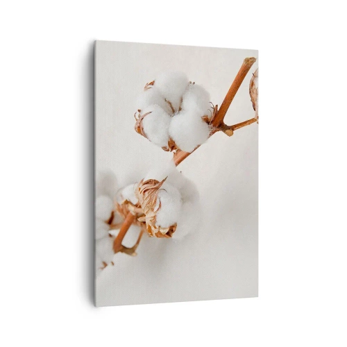 Obraz na płótnie - Gałązka bawełny na subtelnym tle - 70x100cm - Tylko tulić - Nowoczesna dekoracja ścienna do salonu i sypialni ARTTOR