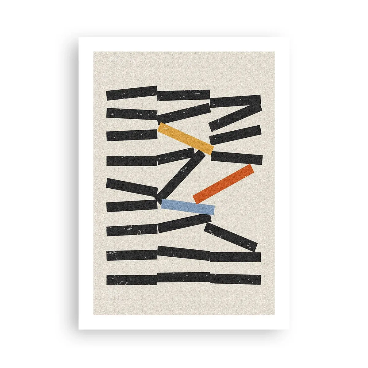 Plakat - Abstrakcyjna kompozycja geometryczna z kolorowymi akcentami - 50x70cm - Domino – kompozycja - Nowoczesna dekoracja ścienna do salonu, kuchni i sypialni ARTTOR